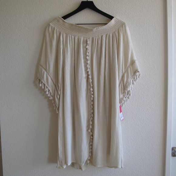 XHILARATION Off Shoulder Cream Dress NWT - Picture 3 of 14